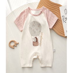 Baby clothes summer bamboo fiber short-sleeved romper newborn baby girl jumpsuit thin crawling clothes pajamas summer
