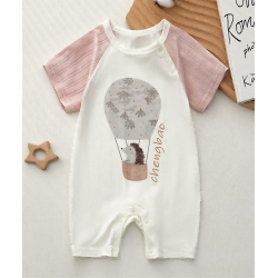 Baby clothes summer bamboo fiber short-sleeved romper newborn baby girl jumpsuit thin crawling clothes pajamas summer