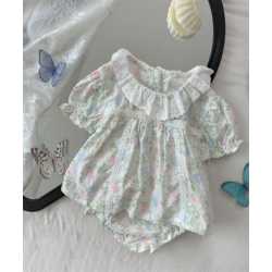 New summer baby girl floral baby shirt short sleeve + thin breathable shorts two-piece set