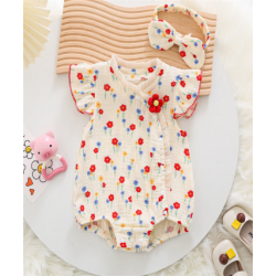 Infant summer short-sleeved one-piece new style baby girl fart clothes gauze cotton thin style