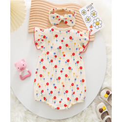 Infant summer short-sleeved one-piece new style baby girl fart clothes gauze cotton thin style