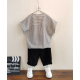 Children's clothing boys cotton linen suit summer two piece striped Children's clothing boys cotton linen suit summer two piece striped
