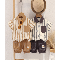 New summer boys bear shirt short sleeve two piece summer clothes