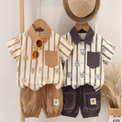 New summer boys bear shirt short sleeve two piece summer clothes