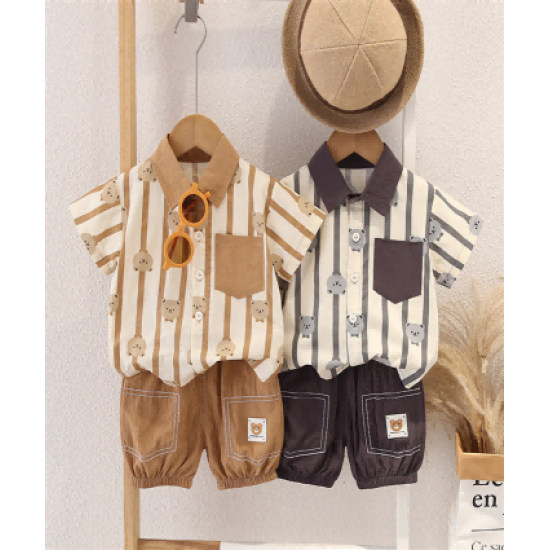 New summer boys bear shirt short sleeve two piece summer clothes New summer boys bear shirt short sleeve two piece summer clothes
