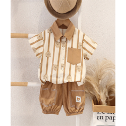 New summer boys bear shirt short sleeve two piece summer clothes