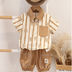 New summer boys bear shirt short sleeve two piece summer clothes