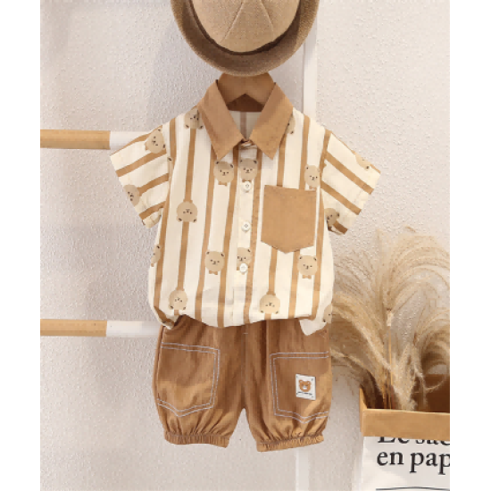 New summer boys bear shirt short sleeve two piece summer clothes New summer boys bear shirt short sleeve two piece summer clothes