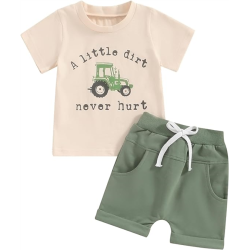 Baby Boy Summer Clothes Funny Letter T Shirt Elastic Waist Pockets Shorts Set 2 Piece Outfit