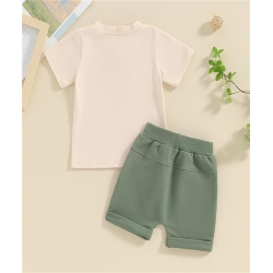 Baby Boy Summer Clothes Funny Letter T Shirt Elastic Waist Pockets Shorts Set 2 Piece Outfit