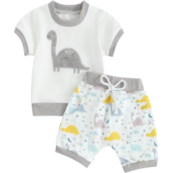 Boys Summer Outfits Mamas Boy Checkerboard Short Sleeve T-Shirts Tops and Elastic Waist Shorts Clothes Sets