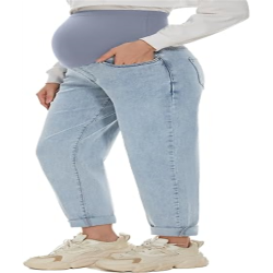 Women's Maternity Jeans Over Belly Comfy Stretch Boyfriend Jeans Denim Pregnancy Pants