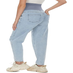Women's Maternity Jeans Over Belly Comfy Stretch Boyfriend Jeans Denim Pregnancy Pants