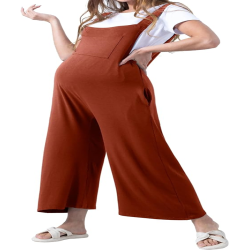 Women Straps Adjustable Maternity Overalls Pants Wide Leg Loose Casual Pregnancy Jumpsuit Clothes with Pockets