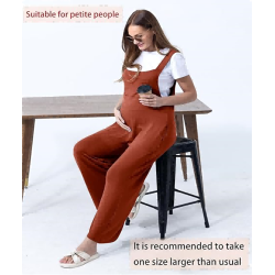 Women Straps Adjustable Maternity Overalls Pants Wide Leg Loose Casual Pregnancy Jumpsuit Clothes with Pockets