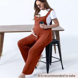 Women Straps Adjustable Maternity Overalls Pants Wide Leg Loose Casual Pregnancy Jumpsuit Clothes with Pockets