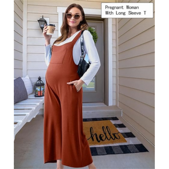 Women Straps Adjustable Maternity Overalls Pants Wide Leg Loose Casual Pregnancy Jumpsuit Clothes with Pockets Women Straps Adjustable Maternity Overalls Pants Wide Leg Loose Casual Pregnancy Jumpsuit Clothes with Pockets