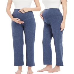 Women's Maternity Pants Casual Loose Wide/Straight Leg Comfy Palazzo Lounge Pant Pregnancy Versatile Trousers