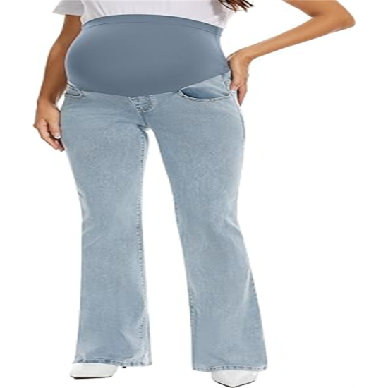 Women's Stretch Maternity Bootcut Jeans with Pockets Over The Belly Bell Bottoms Flare Denim Pants Pregnancy Clothes Women's Stretch Maternity Bootcut Jeans with Pockets Over The Belly Bell Bottoms Flare Denim Pants Pregnancy Clothes
