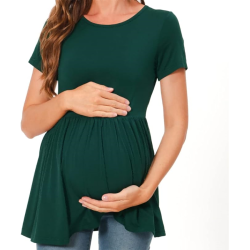 Maternity Tops Short Sleeve Scoop Neck Breastfeeding Shirt Pregnancy Clothes