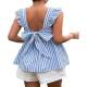 Women's Striped Print Boat Neck Tie Back Sleeveless Maternity Peplum Blouse Tops Women's Striped Print Boat Neck Tie Back Sleeveless Maternity Peplum Blouse Tops
