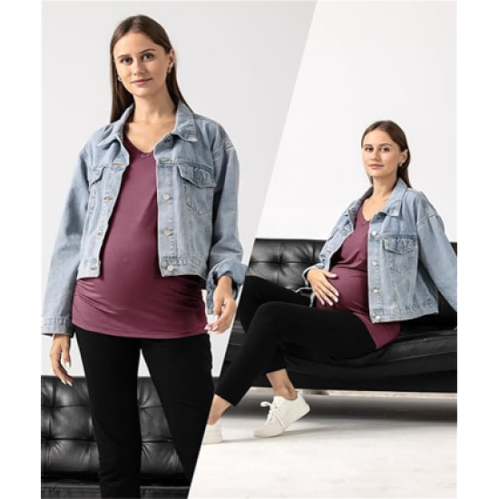 Long Enough Maternity Shirts Short Sleeve Summer Pregnancy Tops& Tees Clothes V Neck Casual Outfits for Women Long Enough Maternity Shirts Short Sleeve Summer Pregnancy Tops& Tees Clothes V Neck Casual Outfits for Women