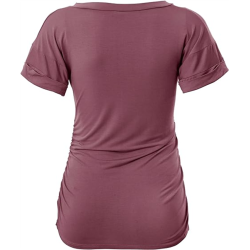 Long Enough Maternity Shirts Short Sleeve Summer Pregnancy Tops& Tees Clothes V Neck Casual Outfits for Women