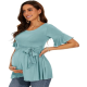 Women's Ruffle Maternity Shirts Tops Short Sleeve Wrap Tie Front Pregnancy Clothes Women's Ruffle Maternity Shirts Tops Short Sleeve Wrap Tie Front Pregnancy Clothes