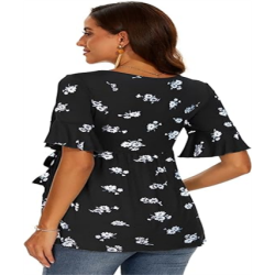 Women's Ruffle Maternity Shirts Tops Short Sleeve Wrap Tie Front Pregnancy Clothes