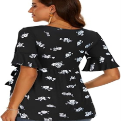 Women's Ruffle Maternity Shirts Tops Short Sleeve Wrap Tie Front Pregnancy Clothes