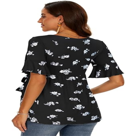 Women's Ruffle Maternity Shirts Tops Short Sleeve Wrap Tie Front Pregnancy Clothes Women's Ruffle Maternity Shirts Tops Short Sleeve Wrap Tie Front Pregnancy Clothes