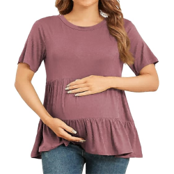 Women's Maternity T Shirts Short Sleeve Tiered Basic Casual Pregnancy Top