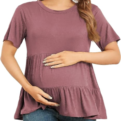 Women's Maternity T Shirts Short Sleeve Tiered Basic Casual Pregnancy Top