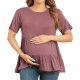 Women's Maternity T Shirts Short Sleeve Tiered Basic Casual Pregnancy Top Women's Maternity T Shirts Short Sleeve Tiered Basic Casual Pregnancy Top
