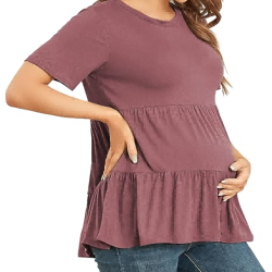 Women's Maternity T Shirts Short Sleeve Tiered Basic Casual Pregnancy Top