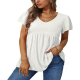 Women Ruffle Short Sleeve V Neck Oversized Shirt Tunic Babydoll Tops Women Ruffle Short Sleeve V Neck Oversized Shirt Tunic Babydoll Tops