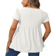 Women Ruffle Short Sleeve V Neck Oversized Shirt Tunic Babydoll Tops Women Ruffle Short Sleeve V Neck Oversized Shirt Tunic Babydoll Tops