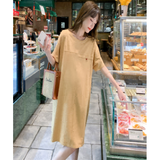 Maternity new short-sleeved T-shirt summer mid-length casual loose big yards hot mom dress tide mom Maternity new short-sleeved T-shirt summer mid-length casual loose big yards hot mom dress tide mom