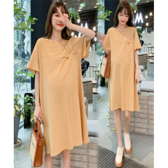 Maternity new short-sleeved T-shirt summer mid-length casual loose big yards hot mom dress tide mom Maternity new short-sleeved T-shirt summer mid-length casual loose big yards hot mom dress tide mom