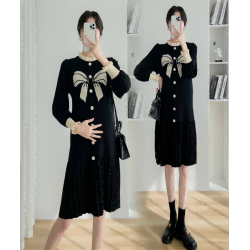 Autumn new small fragrant wind knitted maternity dress sweater dresses