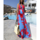 Summer New European and American Women's Bohemian Dress Printed V-Neck Halter Sleeveless Maternity Long Dresses Summer New European and American Women's Bohemian Dress Printed V-Neck Halter Sleeveless Maternity Long Dresses