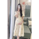 New summer floral Korean sweet dress bubble sleeve mid-length fresh round neck skirt New summer floral Korean sweet dress bubble sleeve mid-length fresh round neck skirt