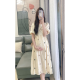 New summer floral Korean sweet dress bubble sleeve mid-length fresh round neck skirt New summer floral Korean sweet dress bubble sleeve mid-length fresh round neck skirt